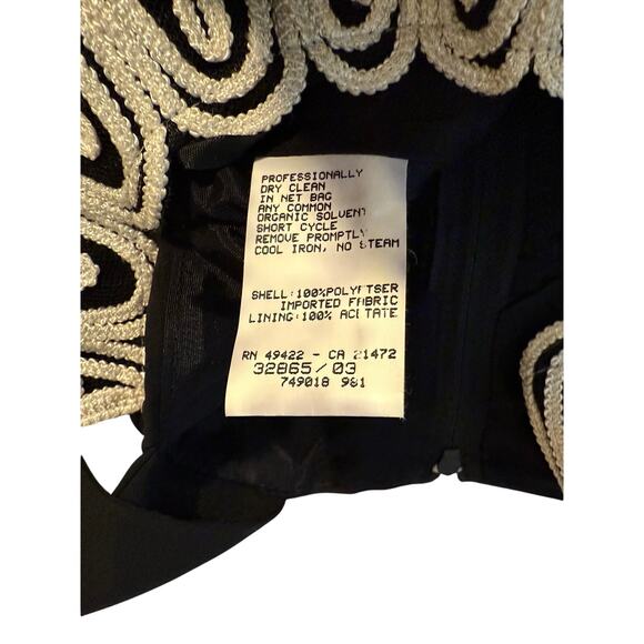 Vtg 90s Jessica McClintock Gunne Sax Embroidered Halter Chiffon Gown Black 3/4 - Picture 7 of 7